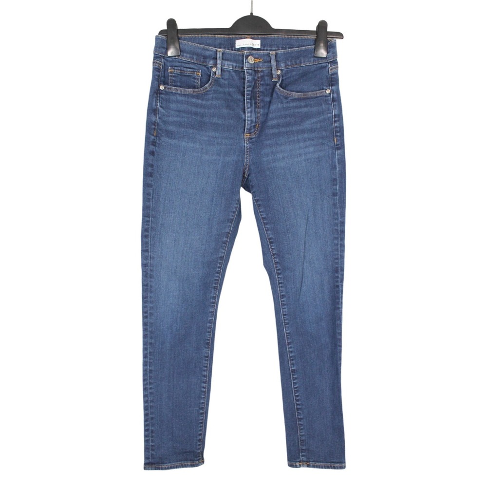 LOFT ANN TAYLOR Stretch Denim THE SKINNY High-Rise RAW HEM 5-Pocket JEANS 8/29